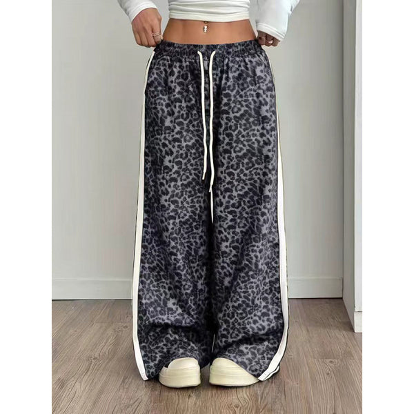 Women's Leopard Print Wide Leg Pants | Stylish Leopard Print Patchwork Wide Leg Pants