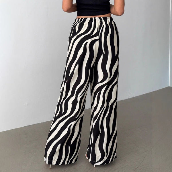 Women's Elegant Printed Wide Leg Pants | High Waist Printed Wide Leg Pants