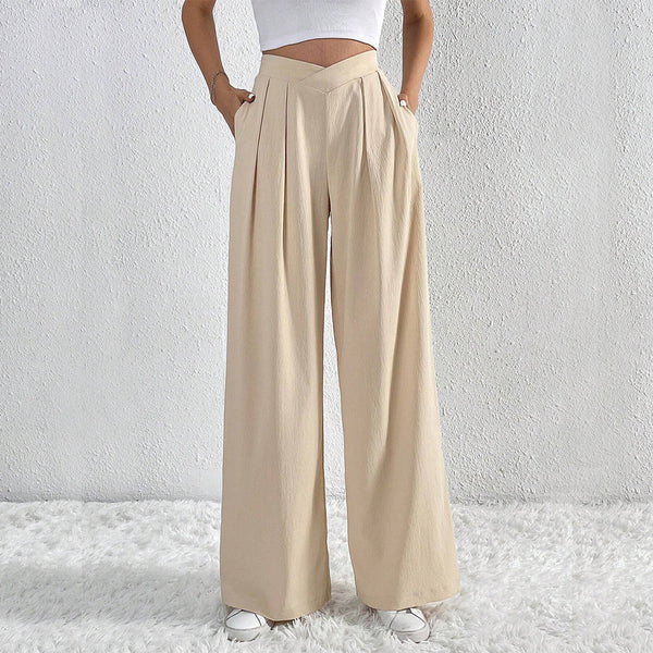 Women's High Waisted Pleated Wide Leg Pants | Summer Casual Loose Trousers