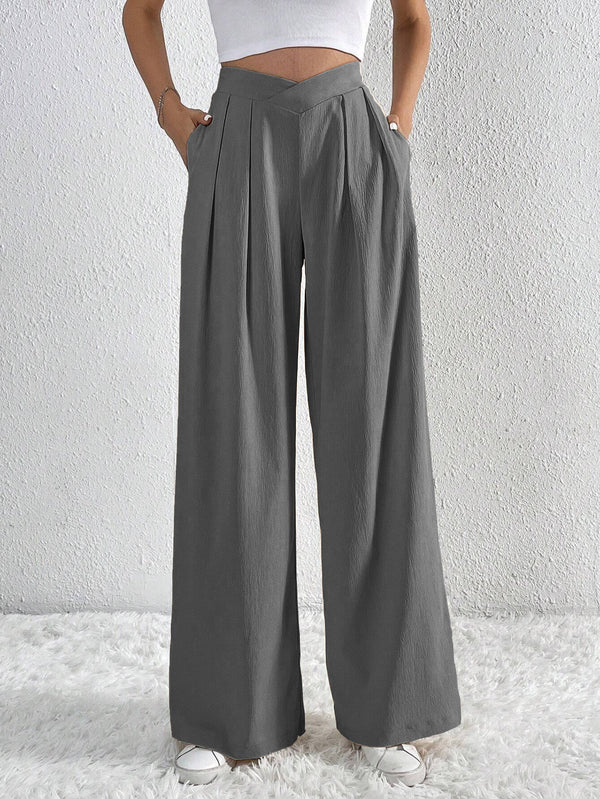 Women's High Waisted Pleated Wide Leg Pants | Summer Casual Loose Trousers
