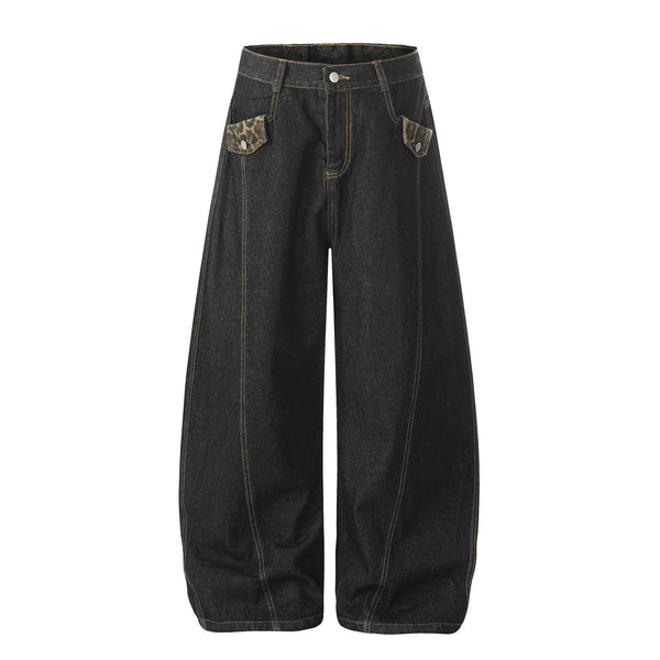 Women's Distressed Wide Leg Jeans | Loose Fit Scimitar Denim Pants