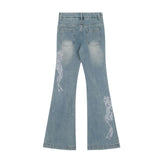 Butterfly Lace Flared Jeans