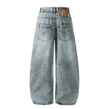 Women's Distressed Wide Leg Jeans | Loose Fit Scimitar Denim Pants