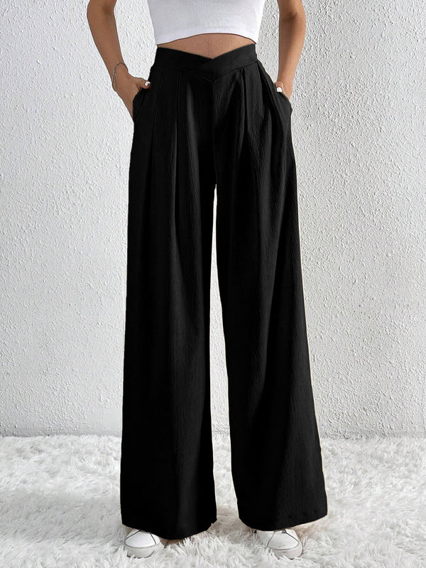 Women's High Waisted Pleated Wide Leg Pants | Summer Casual Loose Trousers