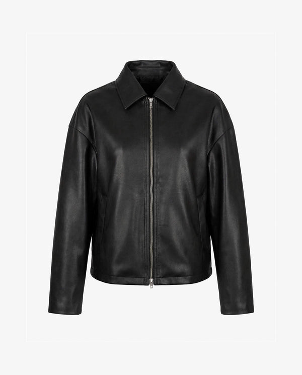 Black leather jacket on a white background - sfosh