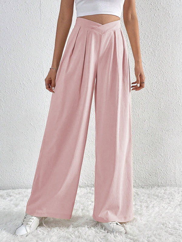 Women's High Waisted Pleated Wide Leg Pants | Summer Casual Loose Trousers