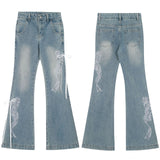 Butterfly Lace Flared Jeans