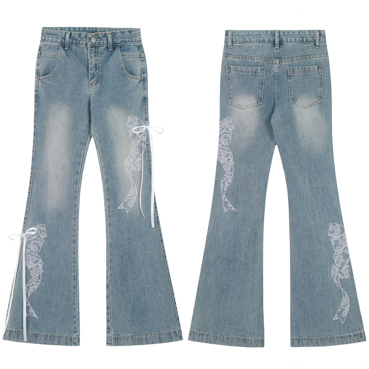 Butterfly Lace Flared Jeans