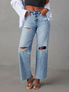 Women's Distressed Straight Leg Jeans Front View