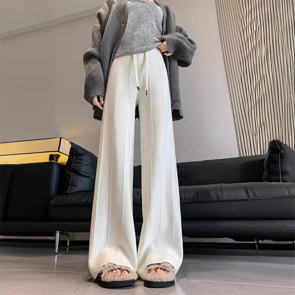 Women's High Waist Knitted Wide Leg Pants | Soft Loose Fit Casual Trousers