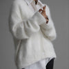 Super Soft Fuzzy Mohair Cardigan – Women's Oversized V-Neck Button Down Sweater