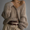 Super Soft Fuzzy Mohair Cardigan – Women's Oversized V-Neck Button Down Sweater