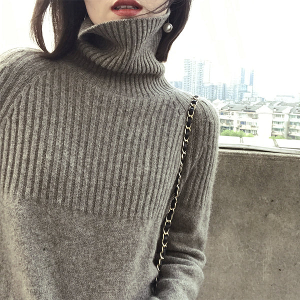 Ultra Soft Women's Oversized Turtleneck Sweater | High Neck Loose Fit Cashmere Pullover