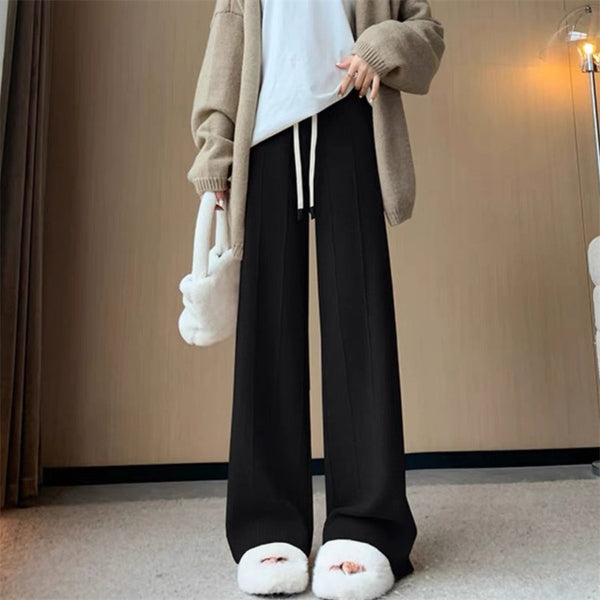 Women's High Waist Knitted Wide Leg Pants | Soft Loose Fit Casual Trousers
