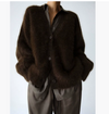 Super Soft Fuzzy Mohair Cardigan – Women's Oversized V-Neck Button Down Sweater
