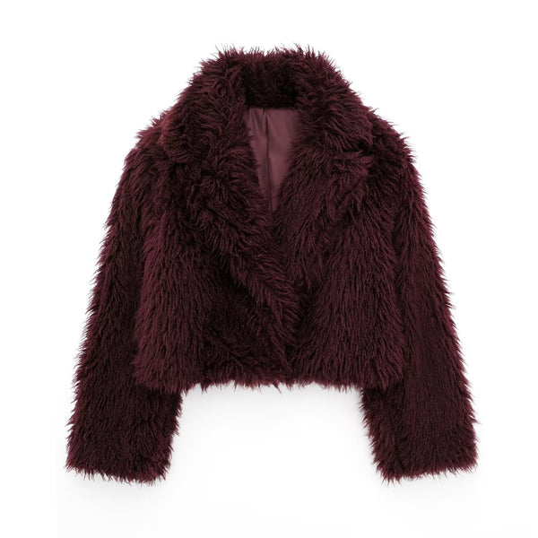 Women's Short Faux Fur Coat | European Style Winter Crop Jacket