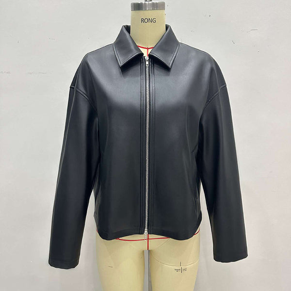 Premium Faux Leather Jacket for Women | Cropped Moto Style Casual Coat