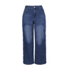 Women's Wide Leg Jeans with Side Snap Button Detail | Full Length High Stretchy Denim
