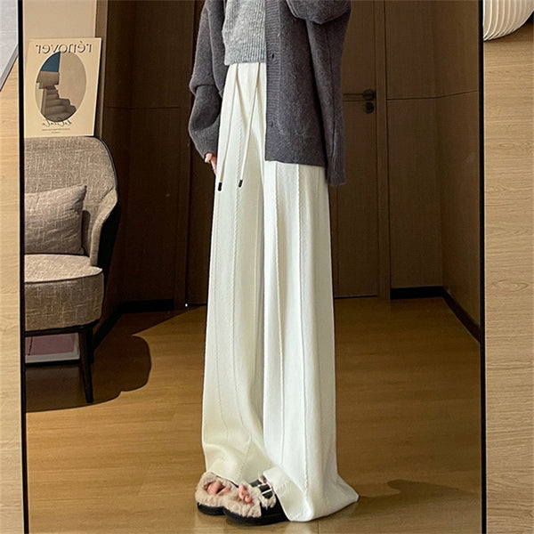 Women's High Waist Knitted Wide Leg Pants | Soft Loose Fit Casual Trousers