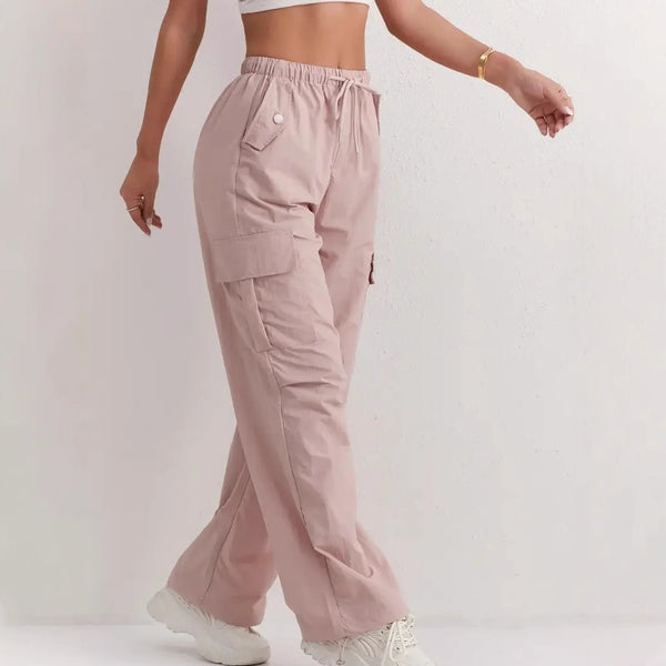 Women's High Waist Wide Leg Track Pants | Quick Dry Casual Loose Fit Trousers