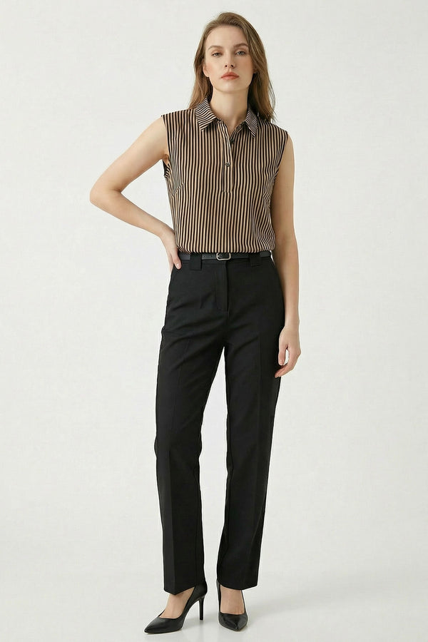 Chic Striped Knit Vest – Women's V-Neck Summer Top