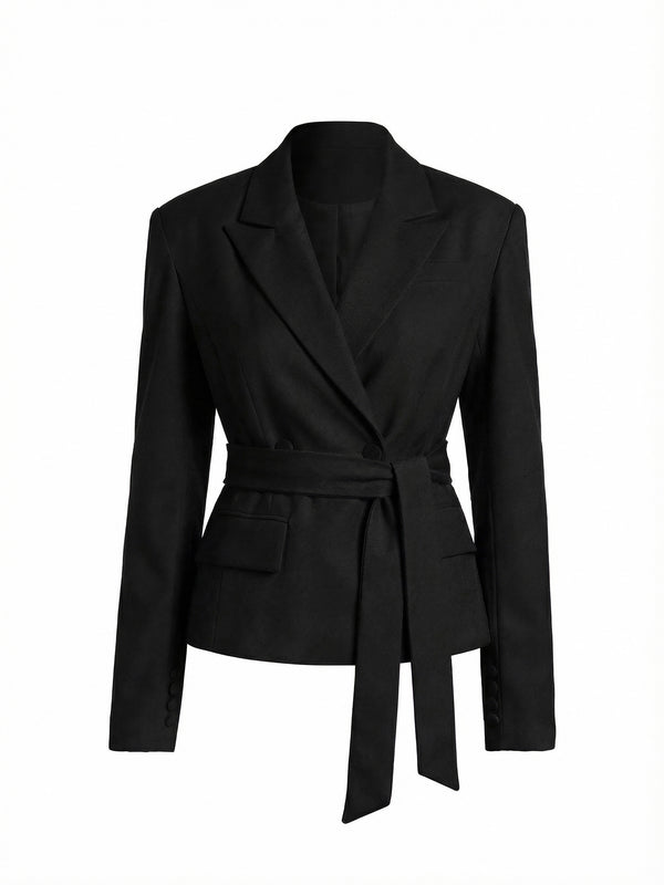 Women's Tie-Waist Blazer – Elegant Autumn/Winter Office Jacket