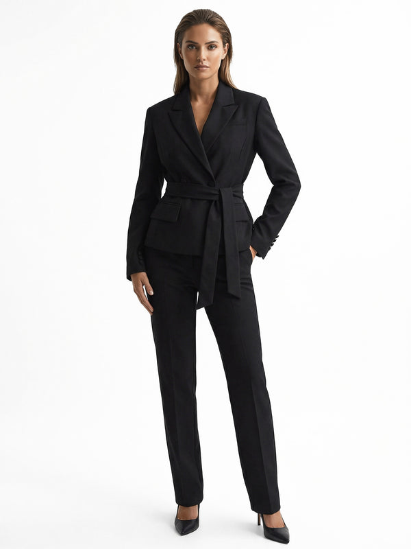 Women's Tie-Waist Blazer – Elegant Autumn/Winter Office Jacket