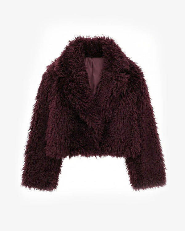 Purple fluffy jacket on a white background - sfosh