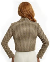 Plaid jacket worn by a person on a white background - sfosh