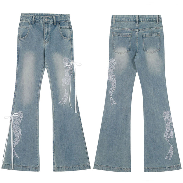 Butterfly Lace Flared Jeans