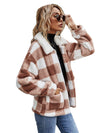 Women’s Oversized Plush Plaid Coat – Warm Long Sleeve Shacket