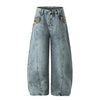 Women's Distressed Wide Leg Jeans | Loose Fit Scimitar Denim Pants