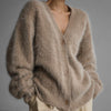 Super Soft Fuzzy Mohair Cardigan – Women's Oversized V-Neck Button Down Sweater