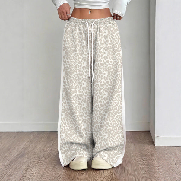 Women's Leopard Print Wide Leg Pants | Stylish Leopard Print Patchwork Wide Leg Pants