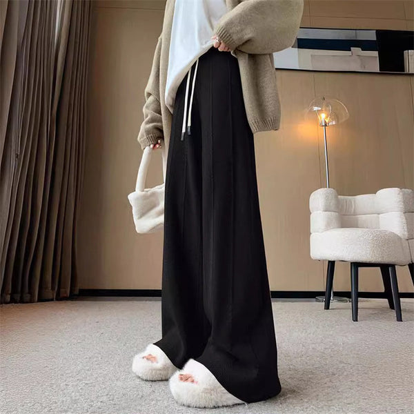 Women's High Waist Knitted Wide Leg Pants | Soft Loose Fit Casual Trousers