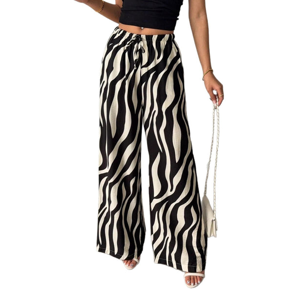 Women's Elegant Printed Wide Leg Pants | High Waist Printed Wide Leg Pants